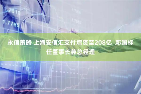 永信策略 上海安信汇支付增资至208亿  邓国标任董事长兼总经理